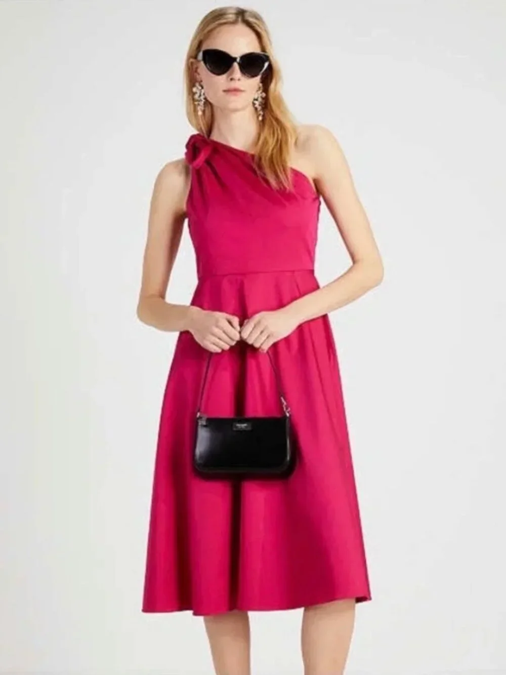Kate Spade Pink One-Shoulder Tie-Detail Dress